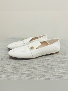 STUART WEITZMAN WYLIE Star Flat Shoe Cream Leather us 10,5